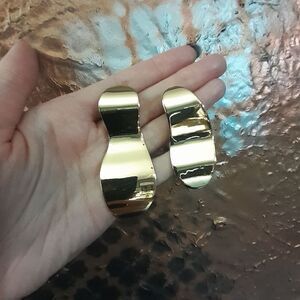 Zara Goldtone Irregular Shaped Abstract Maxi Statement Earrings